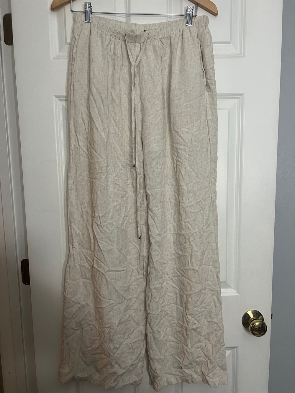 Women’s Lightweight Drawstring Linen Pants in Cream